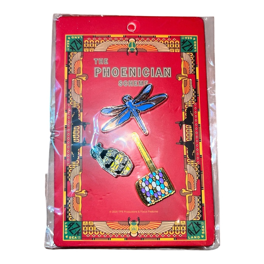 NEW!!The Phoenician Scheme Movie Pin Set Alamo Drafthouse Exclusive Wes Anderson